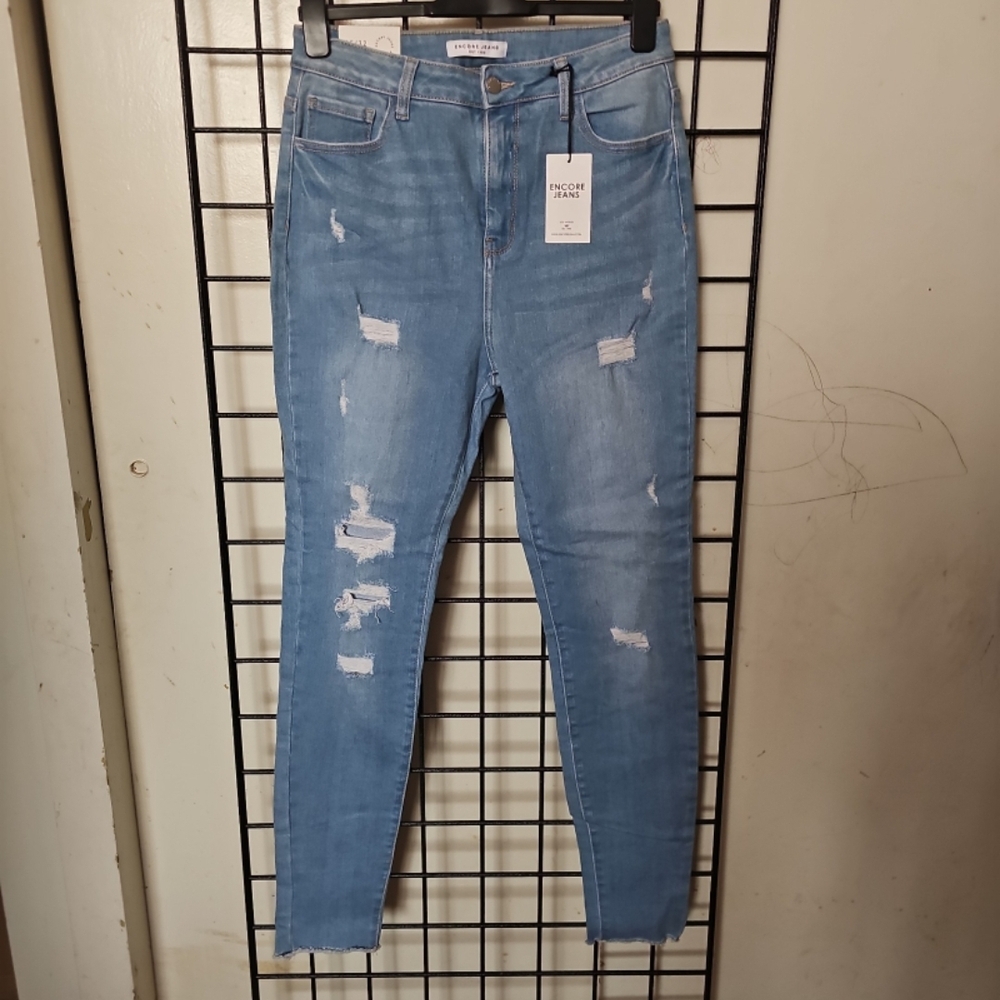 Encore Jeans Light Blue Distressed Skinny Jeans